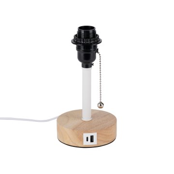 Brilagi - Stolní lampa s USB portem TABLON 1xE27/25W/230V dub/bílá