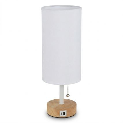 Brilagi - Stolní lampa s USB portem TABLON 1xE27/25W/230V dub/bílá
