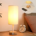 Brilagi - Stolní lampa s USB portem TABLON 1xE27/25W/230V dub/bílá/krémová