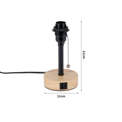 Brilagi - Stolní lampa s USB portem TABLON 1xE27/25W/230V dub/černá
