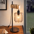 BRILAGI - Stolní lampa WOOD GLASS 1xE27/40W/230V hnědá/černá/kouřová béžová