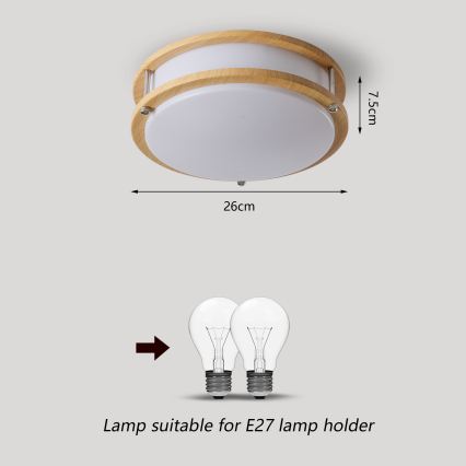 Brilagi - Stropní svítidlo ELARO 2xE27/40W/230V pr. 26 cm dekor dřeva