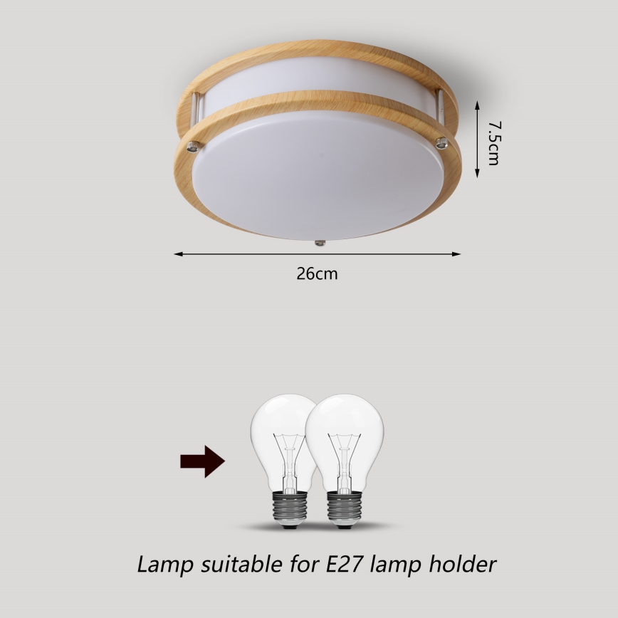 Brilagi - Stropní svítidlo ELARO 2xE27/40W/230V pr. 26 cm dekor dřeva