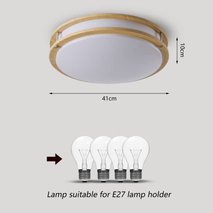 Brilagi - Stropní svítidlo ELARO 4xE27/40W/230V pr. 41 cm dekor dřeva