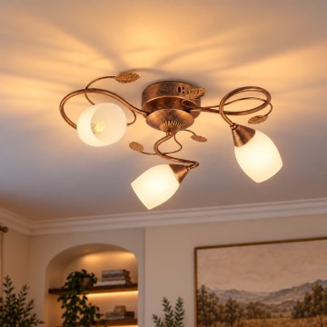 BRILAGI - Stropní svítidlo GRACE 3xE27/40W/230V pr. 53 cm patina/měděná