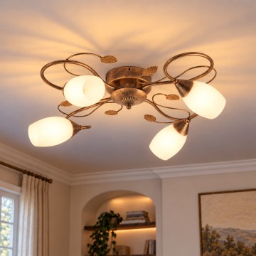 BRILAGI - Stropní svítidlo GRACE 4xE27/40W/230V pr. 68 cm patina/měděná