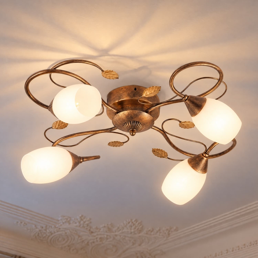 BRILAGI - Stropní svítidlo GRACE 4xE27/40W/230V pr. 68 cm patina/měděná