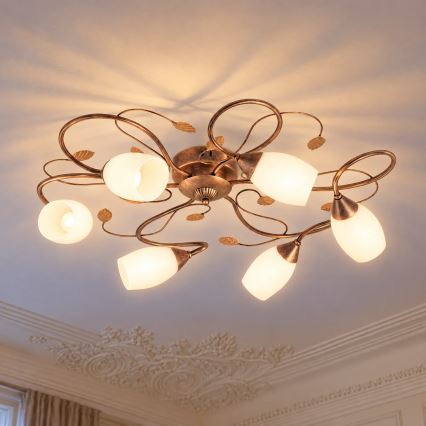 BRILAGI - Stropní svítidlo GRACE 6xE27/40W/230V pr. 79 cm patina/měděná