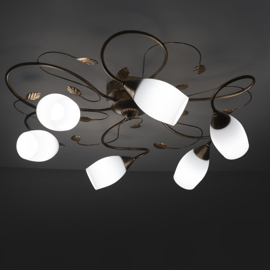 BRILAGI - Stropní svítidlo GRACE 6xE27/40W/230V pr. 79 cm patina/měděná