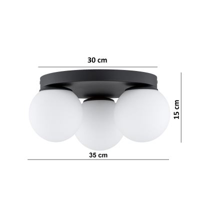 Brilagi - Stropní svítidlo MILO 3xE27/60W/230V pr. 35 cm černá