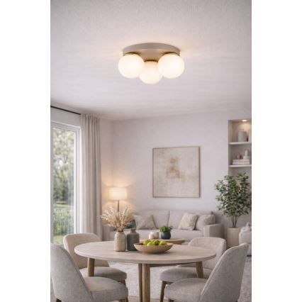 Brilagi - Stropní svítidlo MILO ECRU 3xE27/60W/230V pr. 35 cm béžová/zlatá