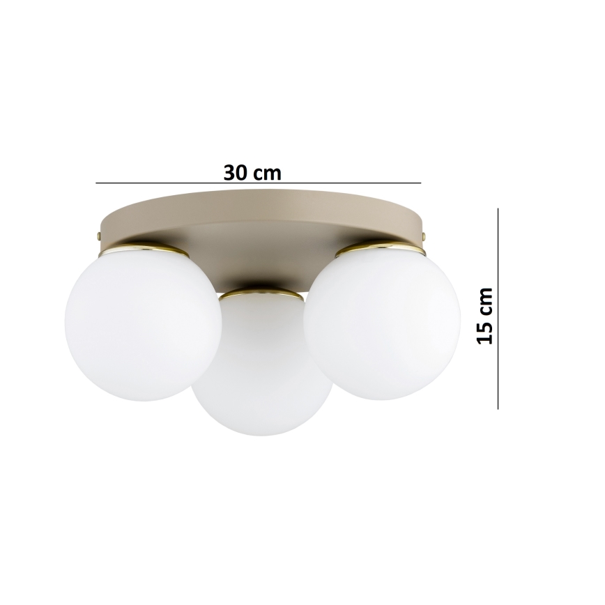 Brilagi - Stropní svítidlo MILO ECRU 3xE27/60W/230V pr. 35 cm béžová/zlatá