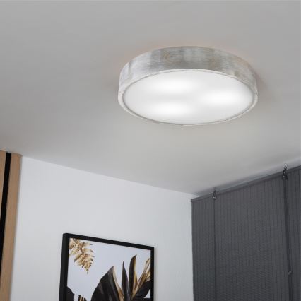 Brilagi - Stropní svítidlo PINO 3xE27/15W/230V borovice/stříbrná pr. 47,5 cm