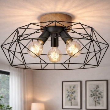 Brilagi - Stropní svítidlo WOODY BASKET 3xE27/60W/230V pr. 60 cm dub