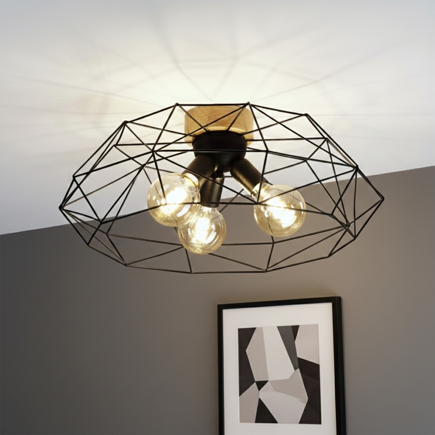 Brilagi - Stropní svítidlo WOODY BASKET 3xE27/60W/230V pr. 60 cm dub