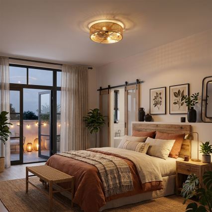 Brilagi - Stropní ventilátor 4xE27/40W/230V pr. 50 cm bambus + dálkové ovládání