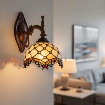 Brilagi - Tiffany vitrážová nástěnná lampa IVORY 1xE14/40W/230V
