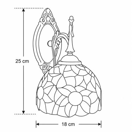 Brilagi - Tiffany vitrážová nástěnná lampa SUNFLOWER 1xE14/40W/230V