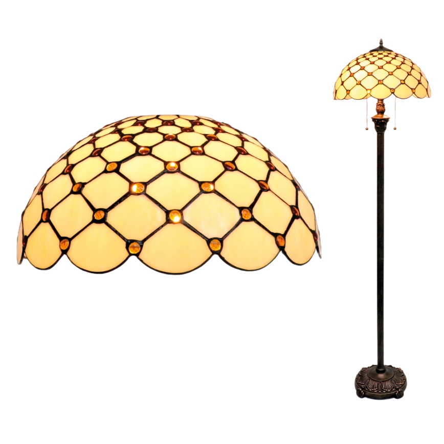 BRILAGI - Tiffany vitrážová stojací lampa IVORY SMOOTH 2xE27/60W/230V
