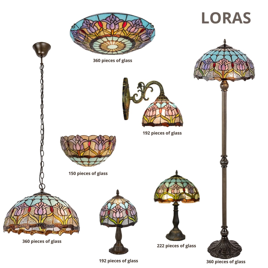 Brilagi - Tiffany vitrážová stojací lampa LORAS 2xE27/60W/230V