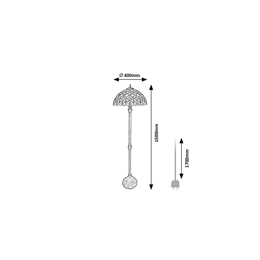 Brilagi - Tiffany vitrážová stojací lampa MARGARET 2xE27/60W/230V