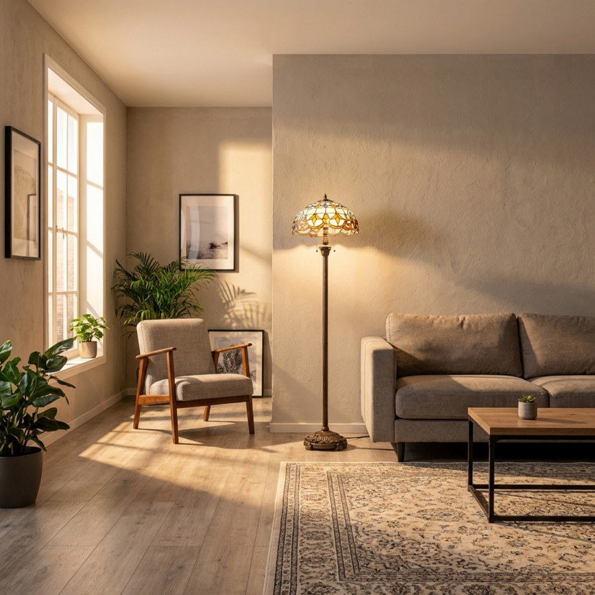 Brilagi - Tiffany vitrážová stojací lampa MIRABELLA 2xE27/60W/230V