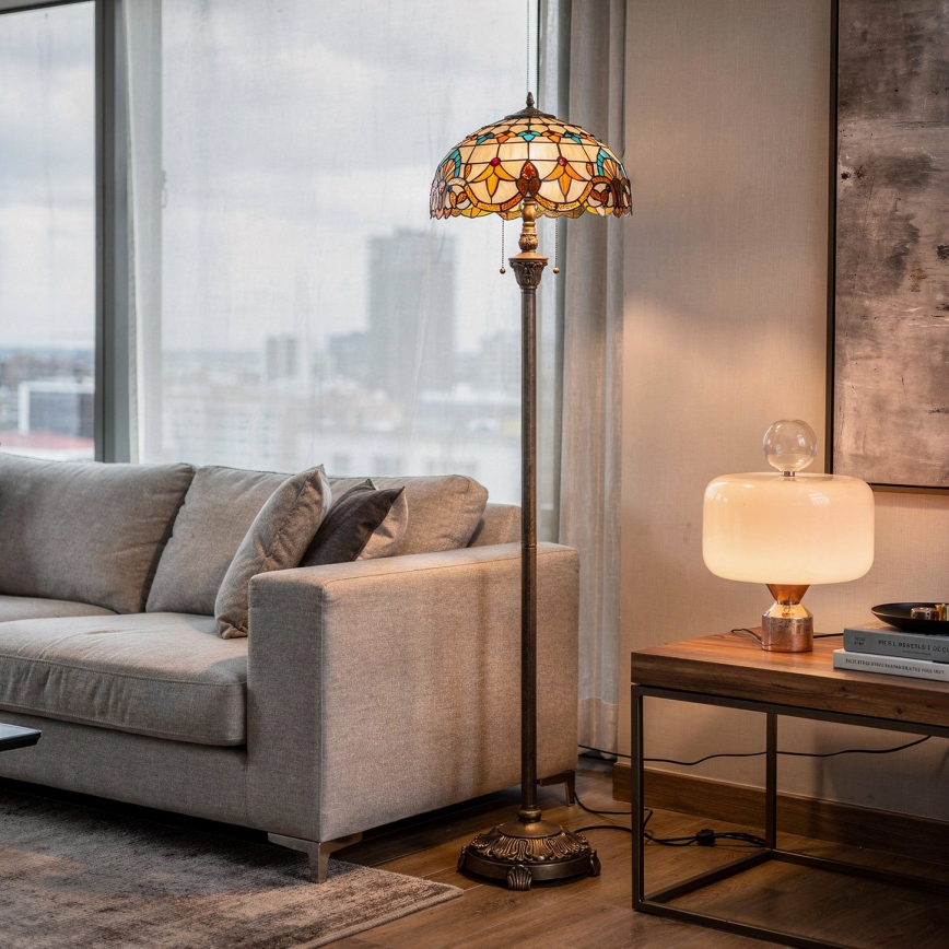 Brilagi - Tiffany vitrážová stojací lampa MIRABELLA 2xE27/60W/230V