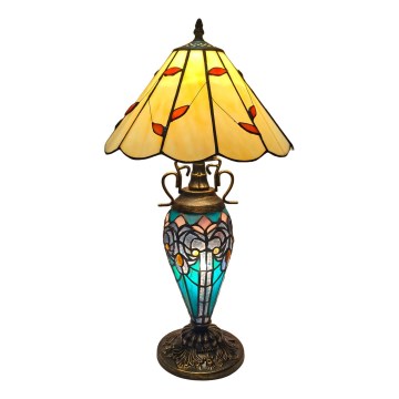 Brilagi - Tiffany vitrážová stolní lampa FOLIA 1xE27/60W/230V + 1xE14/40W