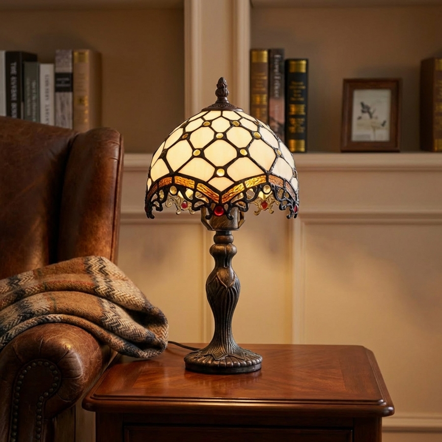 Brilagi - Tiffany vitrážová stolní lampa IVORY 1xE27/60W/230V
