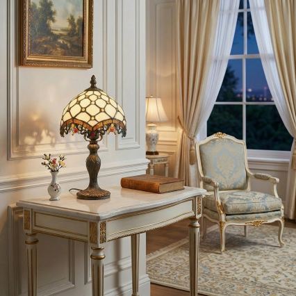 Brilagi - Tiffany vitrážová stolní lampa IVORY 1xE27/60W/230V