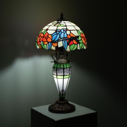 Brilagi - Tiffany vitrážová stolní lampa JUNGLE 1xE27/60W/230V + 1xE14/40W