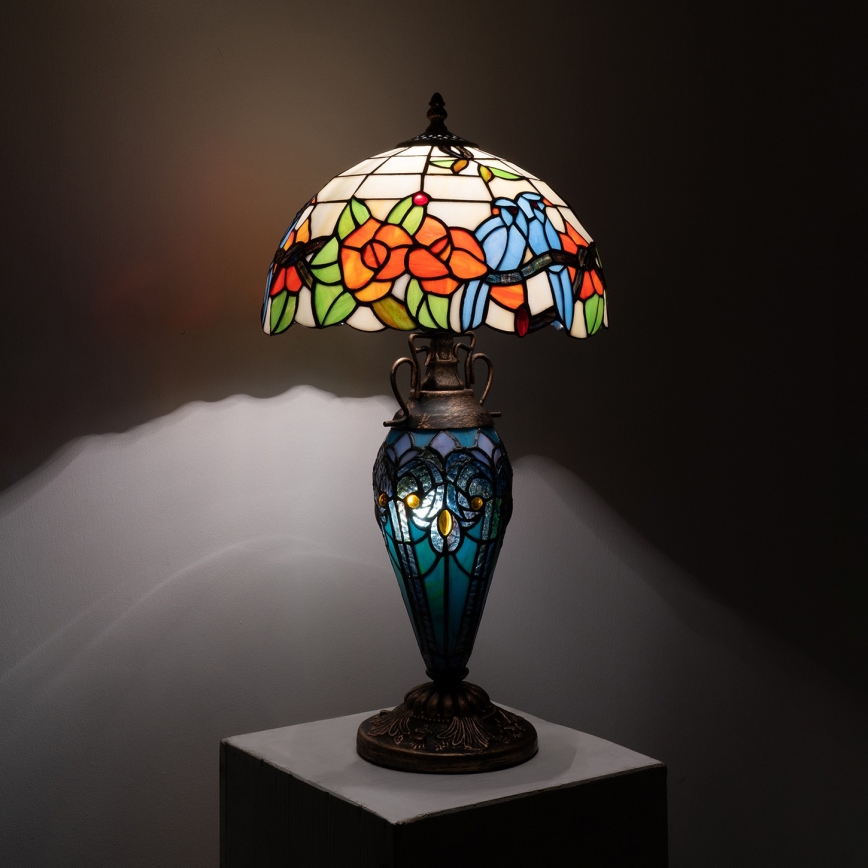 Brilagi - Tiffany vitrážová stolní lampa JUNGLE 1xE27/60W/230V + 1xE14/40W