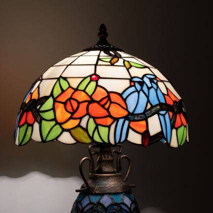 Brilagi - Tiffany vitrážová stolní lampa JUNGLE 1xE27/60W/230V + 1xE14/40W