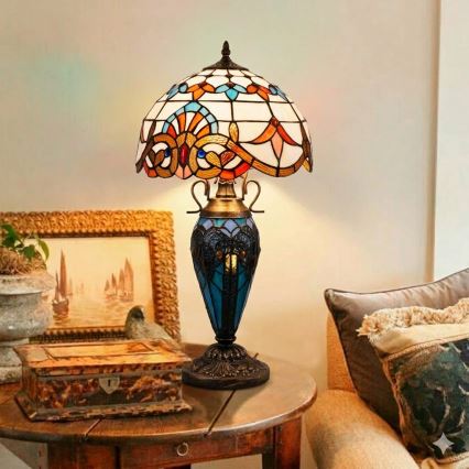 Brilagi - Tiffany vitrážová stolní lampa MIRABELLA 1xE27/60W/230V + 1xE14/40W