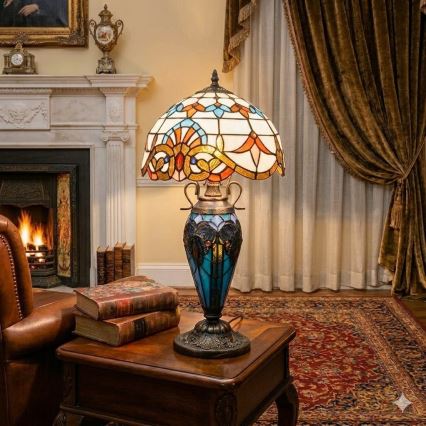 Brilagi - Tiffany vitrážová stolní lampa MIRABELLA 1xE27/60W/230V + 1xE14/40W
