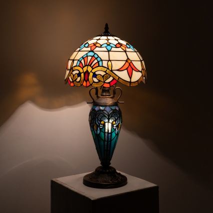 Brilagi - Tiffany vitrážová stolní lampa MIRABELLA 1xE27/60W/230V + 1xE14/40W