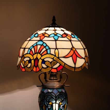 Brilagi - Tiffany vitrážová stolní lampa MIRABELLA 1xE27/60W/230V + 1xE14/40W