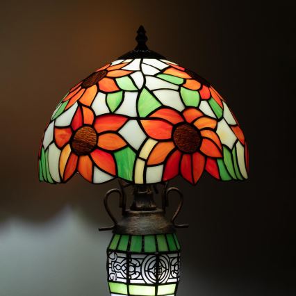 Brilagi - Tiffany vitrážová stolní lampa SUNFLOWER 1xE27/60W/230V + 1xE14/40W