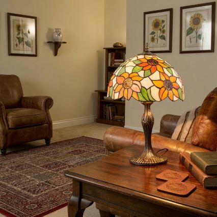Brilagi - Tiffany vitrážová stolní lampa SUNFLOWER 1xE27/60W/230V