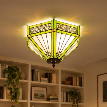 BRILAGI - Tiffany vitrážové stropní svítidlo EMERALD 2xE27/60W/230V pr. 40 cm