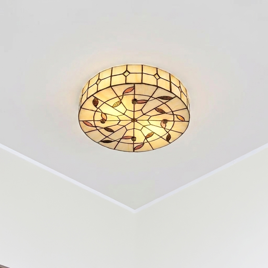 Brilagi - Tiffany vitrážové stropní svítidlo FOLIA 3xE27/60W/230V pr. 40 cm