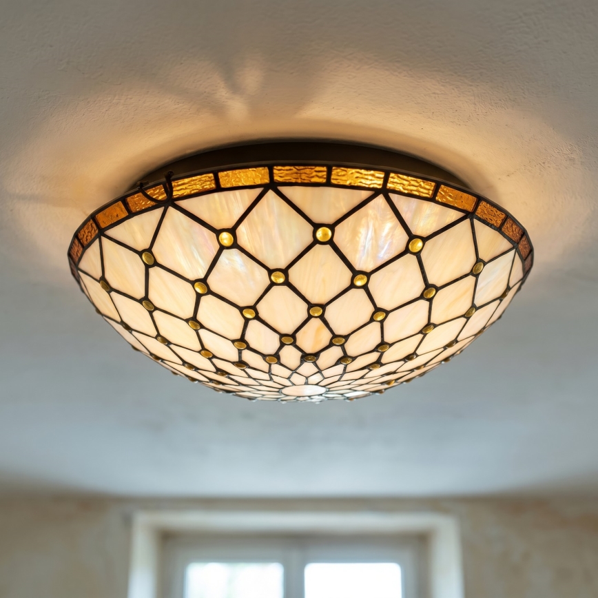 Brilagi - Tiffany vitrážové stropní svítidlo IVORY 2xE27/60W/230V pr. 40 cm