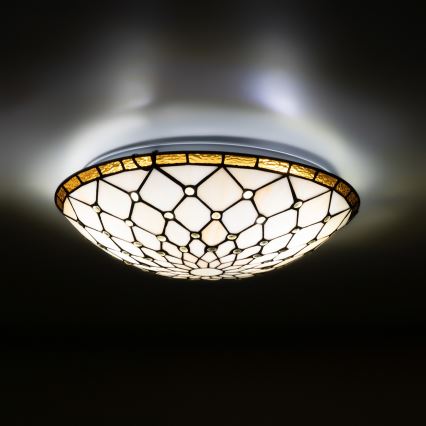 Brilagi - Tiffany vitrážové stropní svítidlo IVORY 2xE27/60W/230V pr. 40 cm