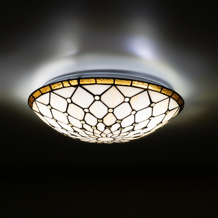 Brilagi - Tiffany vitrážové stropní svítidlo IVORY 2xE27/60W/230V pr. 40 cm
