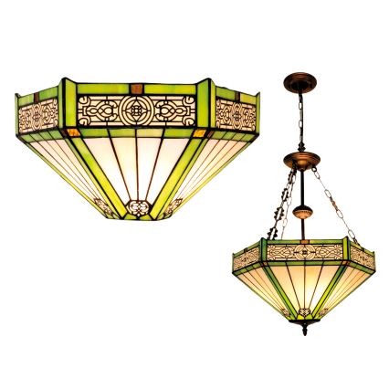 BRILAGI - Tiffany vitrážový lustr na řetězu EMERALD 3xE27/60W/230V pr. 50 cm