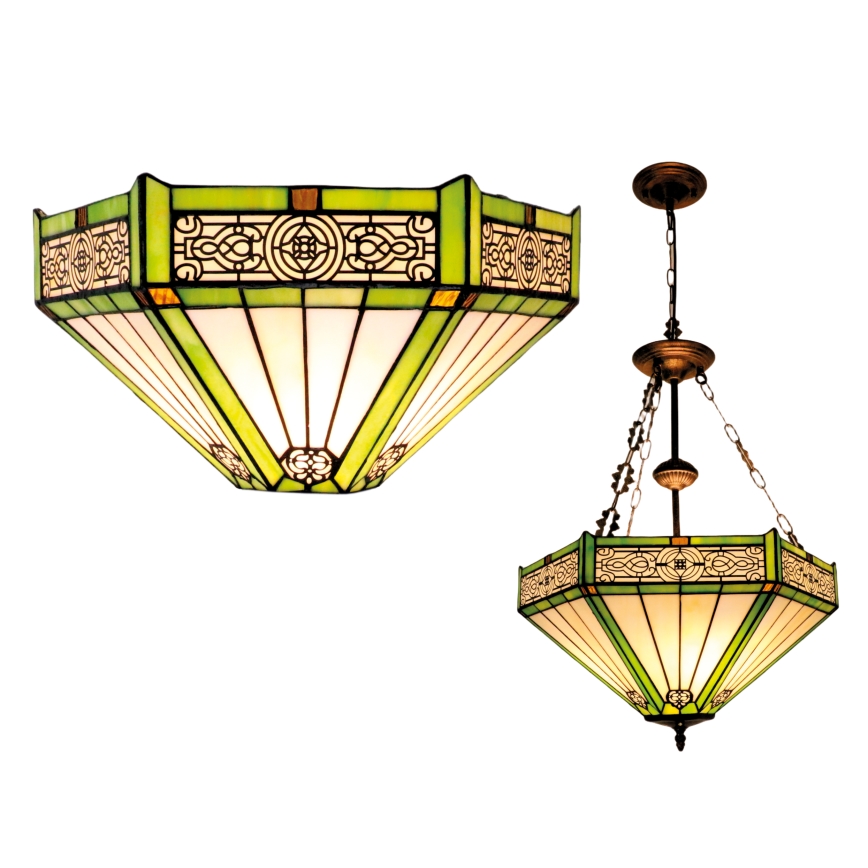 BRILAGI - Tiffany vitrážový lustr na řetězu EMERALD 3xE27/60W/230V pr. 50 cm