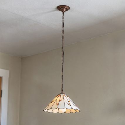 Brilagi - Tiffany vitrážový lustr na řetězu FOLIA 1xE27/60W/230V pr. 40 cm