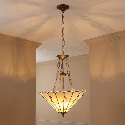 Brilagi - Tiffany vitrážový lustr na řetězu FOLIA 3xE27/60W/230V pr. 50 cm
