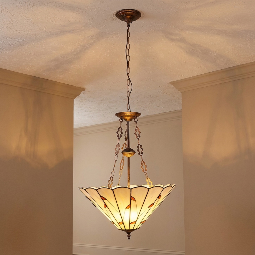 Brilagi - Tiffany vitrážový lustr na řetězu FOLIA 3xE27/60W/230V pr. 50 cm