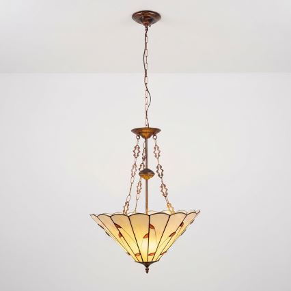Brilagi - Tiffany vitrážový lustr na řetězu FOLIA 3xE27/60W/230V pr. 50 cm
